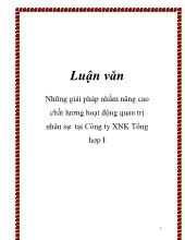 Luận văn Những giải pháp nhằm nâng cao chất lương hoạt động quản trị nhân sự tại Công ty Xuất Nhập Khẩu Tổng hợp I