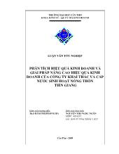 Luận văn Phân tích hiệu quả kinh doanh và giải pháp nâng cao hiệu quả kinh doanh của công ty khai thác và cấp nước sinh hoạt nông thôn Tiền Giang
