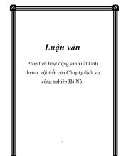 Luận văn Phân tích hoạt động sản xuất kinh doanh nội thất của Công ty dịch vụ công nghiệp Hà Nội