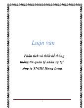 Luận văn Phân tích và thiết kế thống thông tin quản lý nhân sự tại công ty TNHH Hưng Long