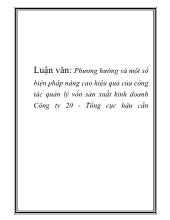 Luận văn Phương hướng và một số biện pháp nâng cao hiệu quả của công tác quản lý vốn sản xuất kinh doanh Công ty 20 - Tổng cục hậu cần