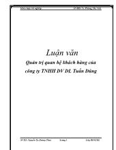 Luận văn Quản trị quan hệ khách hàng của công ty Trách nhiệm hữu hạn Dịch Vụ Du Lịch Tuấn Dũng