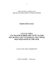 Luận văn Tái cấu trúc các doanh nghiệp nhà nước ngành mía đường Việt Nam trong tiến trình hội nhập kinh tế thế giới