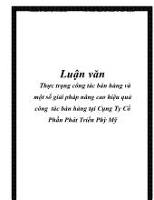 Luận văn Thực trạng công tác bán hàng và một số giải pháp nâng cao hiệu quả công tác bán hàng tại Công Ty Cổ Phần Phát Triển Phỳ Mỹ