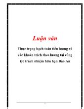 Luận văn Thực trạng hạch toán tiền lương và các khoản trích theo lương tại công ty- Trách nhiệm hữu hạn Bảo An