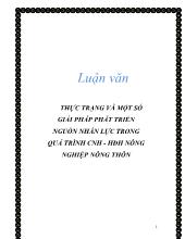 Luận văn Thực trạng và một số giải pháp phát triển nguồn nhân lực trong quá trình Công nghiệp hóa- hiện đại hóa nông nghiệp nông thôn