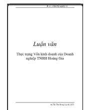 Luận văn Thực trạng Vốn kinh doanh của Doanh nghiệp trách nhiệm hữu hạn Hoàng Gia