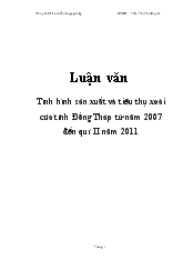 Luận văn Tình hình sản xuất và tiêu thụ xoài của tỉnh Đồng Tháp từ năm 2007 đến quí II năm 2011