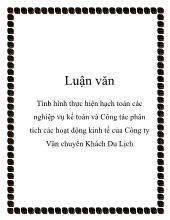 Luận văn Tình hình thực hiện hạch toán các nghiệp vụ kế toán và Công tác phân tích các hoạt động kinh tế của Công ty Vận chuyển Khách Du Lịch