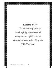Luận văn Tổ chức bộ máy quản lý doanh nghiệp kinh doanh bất động sản qua nghiên cứu tại công ty kinh doanh bất động sản TSQ Việt Nam