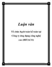 Luận văn Tổ chức hạch toán kế toán tại Công ty ứng dụng công nghệ cao (HITACO)