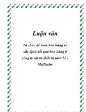 Luận văn Tổ chức kế toán bán hàng và xác định kết quả bán hàng ở công ty vật tư thiết bị toàn bộ MaTexim