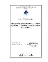 Luận văn Tốt nghiệp phân tích tình hinhd tài chính tại công ty cổ phần dược phẩm Cửu Long