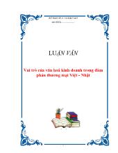 Luận văn Vai trò của văn hoá kinh doanh trong đàm phán thương mại Việt - Nhật