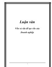 Luận văn Vốn và vấn đề tạo vốn của Doanh nghiệp