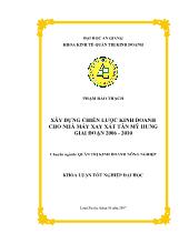 Luận văn Xây dựng chiến lược kinh doanh cho nhà máy xay xát Tân Mỹ Hưng giai đoạn 2006 - 2010