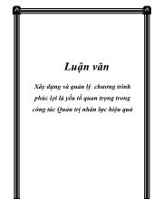 Luận văn Xây dựng và quản lý chương trình phúc lợi là yếu tố quan trọng trong công tác Quản trị nhân lực hiệu quả