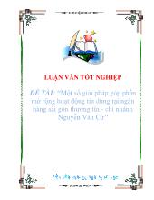 Một sốgiải pháp góp phần mởrộng hoạt động tín dụng tại ngân hàng sài gòn thương tín - Chi nhánh Nguyễn Văn Cừ