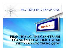Phân tích lợi thế cạnh tranh của ngành xuát khẩu cao su Việt Nam sang Trung Quốc
