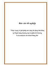 Thực trạng và giải pháp mở rộng tín dụng tiêu dùng tại Ngân hàng thương mại cổ phần kỹ thương Techcombank chi nhánh Đông Đô