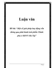 Đề tài Một số giải pháp huy động vốn thông qua phát hành trái phiếu Chính phủ ở Kho bạc Nhà nước Hà Tây