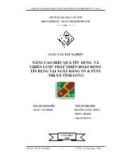 Đề tài Nâng cao hiệu quả tín dụng và chiến lược phát triển hoạt động tín dụng tại Ngân hàng nông nghiệp & Phát triển nông thôn thị xã Vĩnh Long