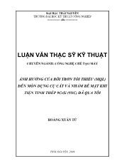 Luận văn Ảnh hưởng của bôi trơn tối thiểu (MQL) đến mòn dụng cụ cắt và nhám bề mặt khi tiện tinh thép 9CrSi (9XC) đã qua tôi