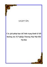 Luận văn Các giải pháp hạn chế tình trạng hành lý bất thường cho Xí Nghiệp Thương Mại Mặt Đất Nội Bài
