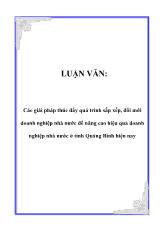 Luận văn Các giải pháp thúc đẩy quá trình sắp xếp, đổi mới doanh nghiệp nhà nước để nâng cao hiệu quả doanh nghiệp nhà nước ở tỉnh Quảng Bình hiện nay