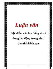 Luận văn Đặc điểm của lao động và sử dụng lao động trong kinh doanh khách sạn
