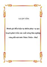 Luận văn Đánh giá điều kiện tự nhiên phục vụ quy hoạch phát triển sản xuất nông lâm nghiệp vùng đồi núi tỉnh Thừa Thiên - Huế