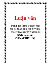 Luận văn Đánh giá thực trạng công tác kế toán của công ty hoá chất Việt Nam, công ty vật tư & Xuất nhập khẩu hoá chất (VINACHIMEX)