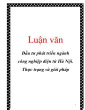 Luận văn Đầu tư phát triển ngành công nghiệp điện tử Hà Nội. Thực trạng và giải pháp