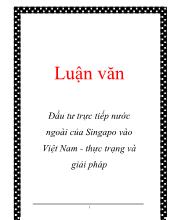 Luận văn Đầu tư trực tiếp nước ngoài của Singapo vào Việt Nam - Thực trạng và giải pháp