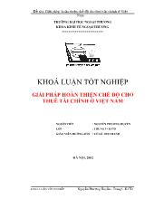 Luận văn Giải pháp hoàn thiện chế độ cho thuê tài chính ở Việt Nam
