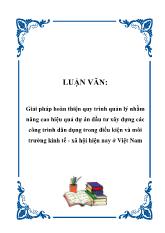Luận văn Giải pháp hoàn thiện quy trình quản lý nhằm nâng cao hiệu quả dự án đầu tư xây dựng các công trình dân dụng