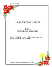 Luận văn Giải pháp nâng cao chất lượng tín dụng ngắn hạn tại chi nhánh Ngân hàng Công thương II-Hai Bà Trưng