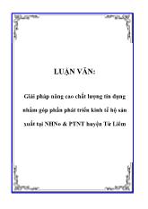 Luận văn Giải pháp nâng cao chất lượng tín dụng nhằm góp phần phát triển kinh tế hộ sản xuất tại Ngân hàng nông nghiệp và phát triển nông thôn huyện Từ Liêm