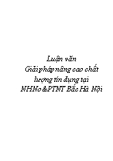 Luận văn Giải pháp nâng cao chất lượng tín dụng tại Ngân hàng nông nghiệp & Phát triển nông thôn Bắc Hà Nội