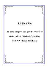 Luận văn Giải pháp nâng cao hiệu quả cho vay đối với hộ sản xuất tại Chi nhánh Ngân hàng Nông nghiệp & Phát triển Nông thôn huyện Tiên Lãng