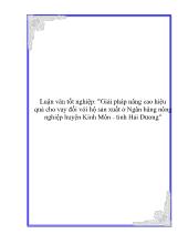 Luận văn Giải pháp nâng cao hiệu quả cho vay đối với hộ sản xuất ở Ngân hàng nông nghiệp huyện Kinh Môn - tỉnh Hải Dương