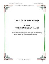 Luận văn Giải pháp nâng cao thẩm định tài chính trong dự án đầu tư tại Ngân hàng Thương Mại