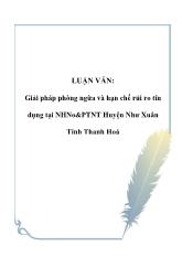 Luận văn Giải pháp phòng ngừa và hạn chế rủi ro tín dụng tại Ngân hàng nông nghiệp & Phát triển nông thôn Huyện Như Xuân Tỉnh Thanh Hoá