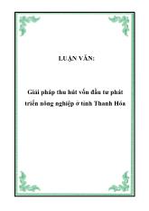 Luận văn Giải pháp thu hút vốn đầu tư phát triển nông nghiệp ở tỉnh Thanh Hóa