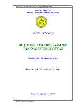 Luận văn Hoạch định tài chính năm 2007 tại công ty trách nhiệm hữu hạn Việt An