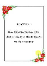 Luận văn Hoàn thiện công tác quản lý tài chính tại công ty cổ phần bê tông và xây lắp công nghiệp