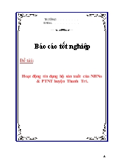 Luận văn Hoạt động tín dụng hộ sản xuất của Ngân hàng nông nghiệp & Phát triển nông thôn huyện Thanh Trì