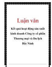 Luận văn Kết quả hoạt động sản xuất kinh doanh Công ty cổ phần Thương mại và Du lịch Bắc Ninh
