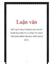 Luận văn Kết quả hoạt động sản xuất kinh doanh của công ty giày thượng đình trong thời gian qua