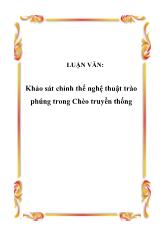 Luận văn Khảo sát chỉnh thể nghệ thuật trào phúng trong Chèo truyền thống